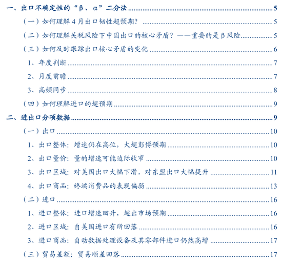 迪时策略 张瑜：出口不确定性的“β、α”二分法——4月进出口数据点评